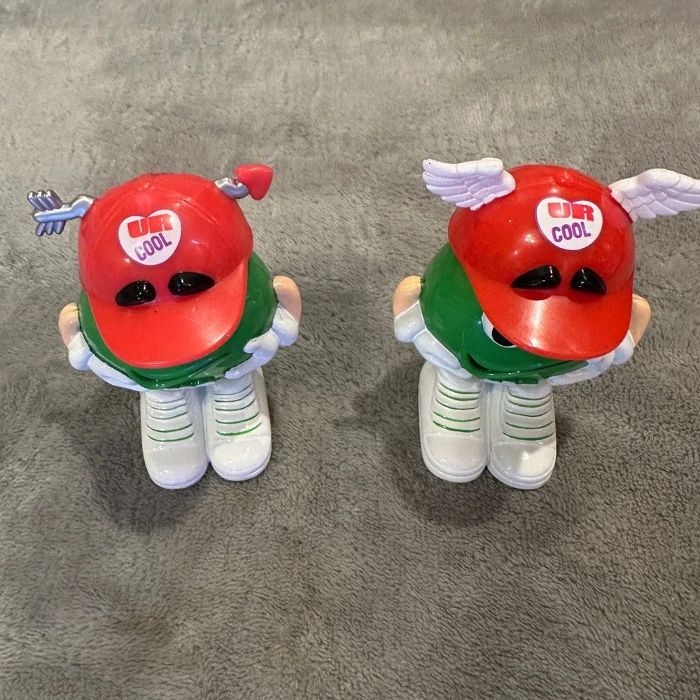 Vintage M&M's‎ Green Character Valentine Red Hats Cupid Wings Candy Holders
